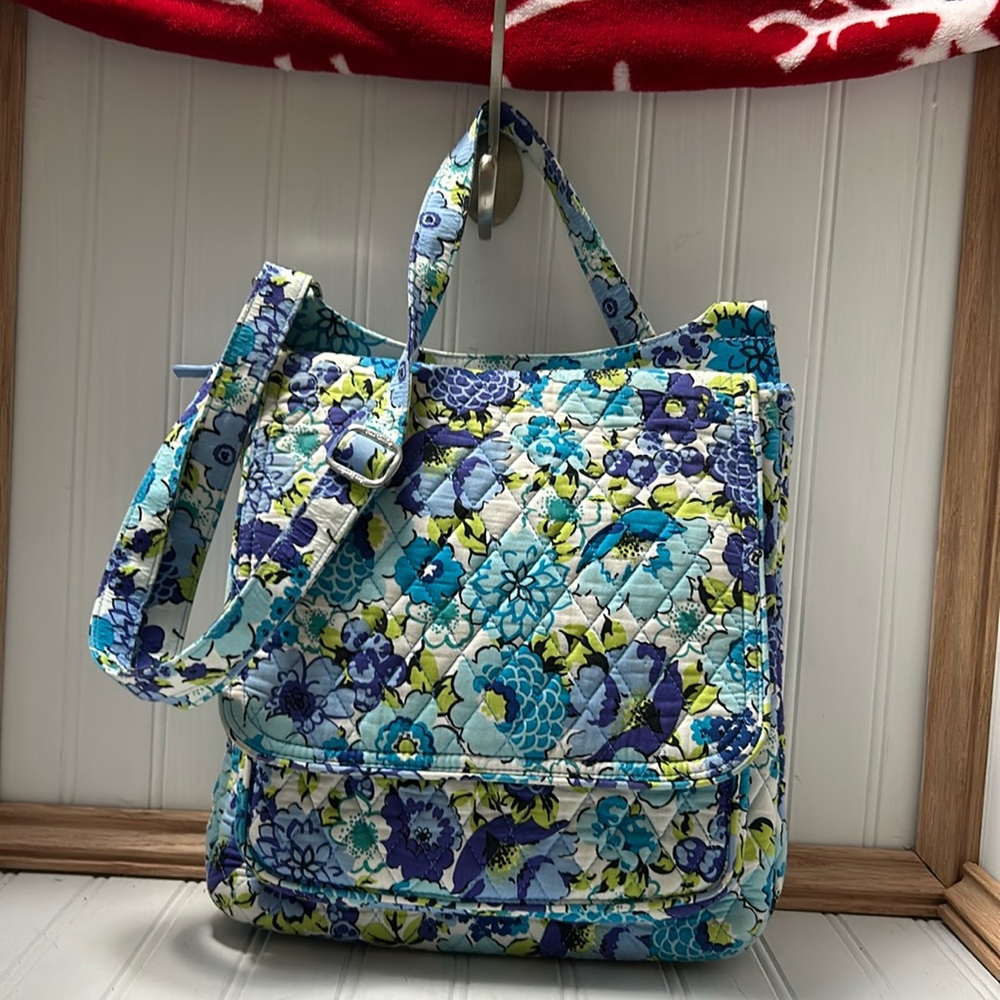 Vera Bradley Blue Floral Shoulder Messenger Bag